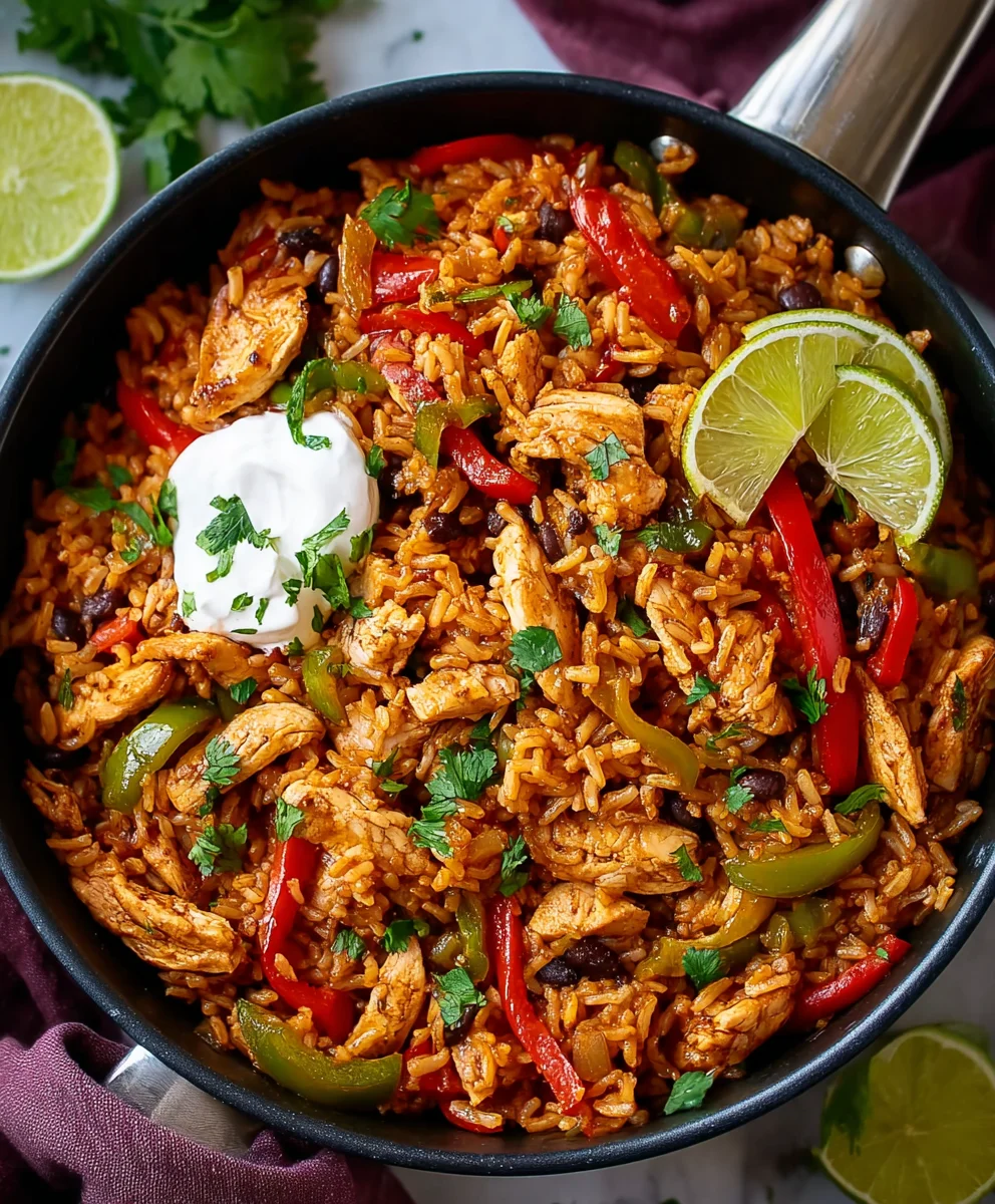 One-Pan Beef Fajita Rice Bowls-Easy Dinner