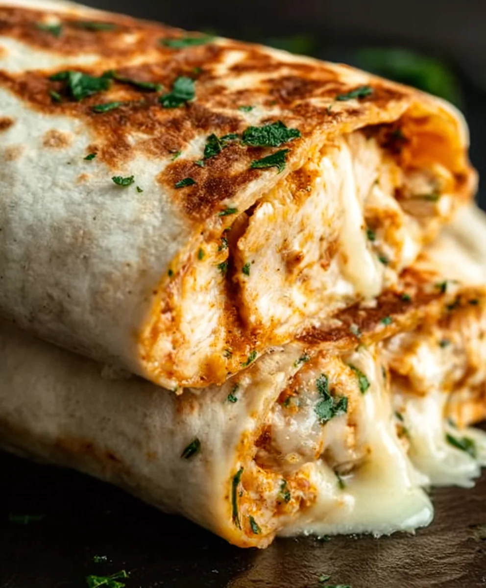 Cheesy Garlic Chicken Wraps-Quick Easy Meal