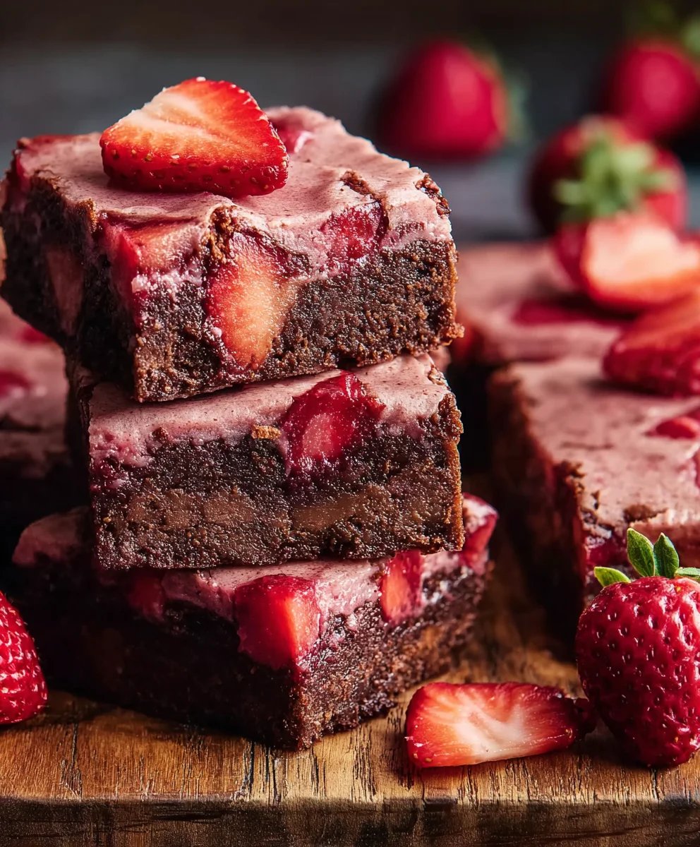 Easy Strawberry Brownies-Fudgy & Delicious Treat