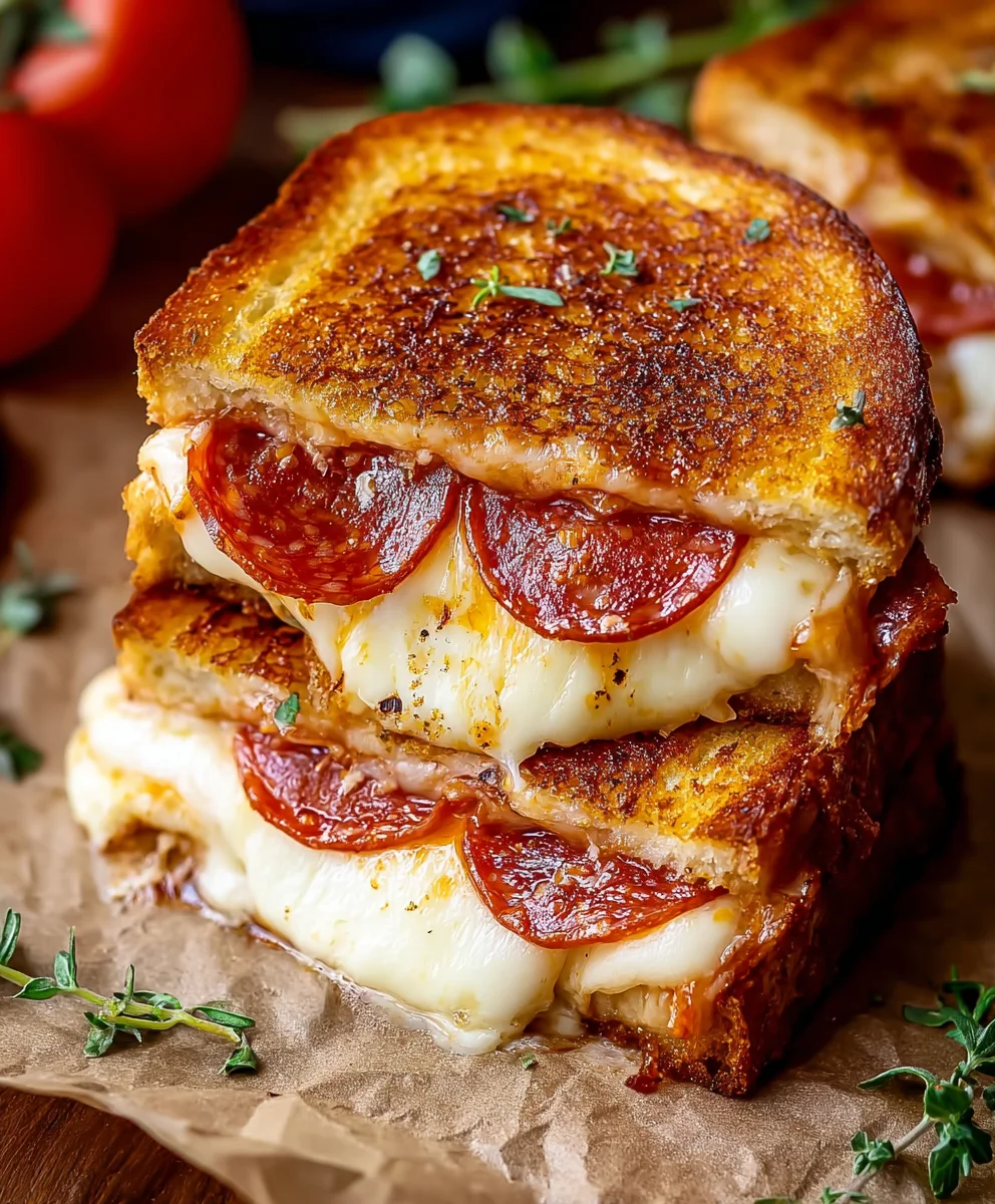 Beef Beef Pepperoni Pizza Grilled Cheese- Ultimate Flavor