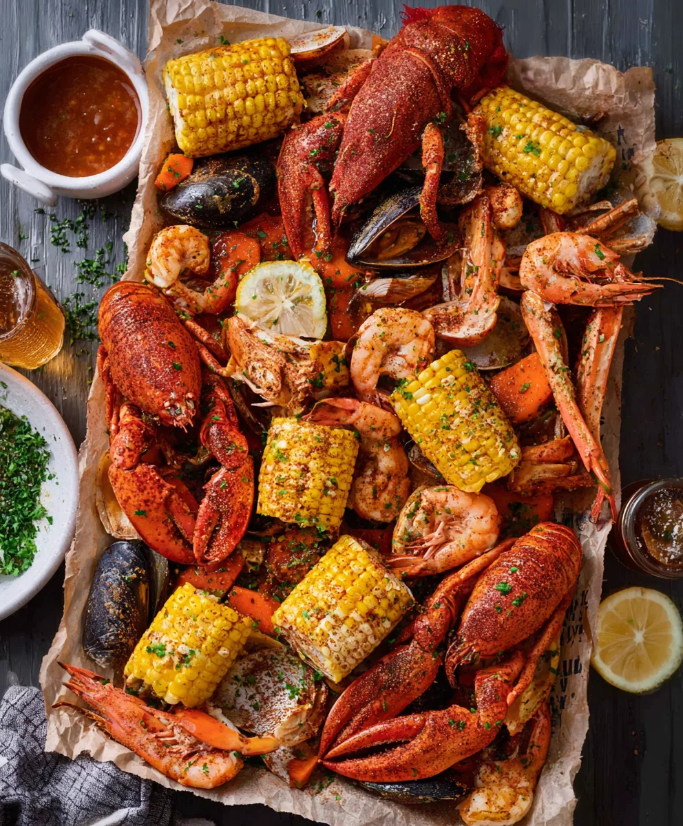 Spicy Cajun Seafood Boil-Homemade Garlic Butter