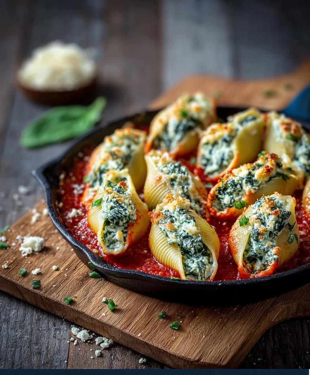 Spinach Ricotta Stuffed Shells- Easy Dinner Recipe