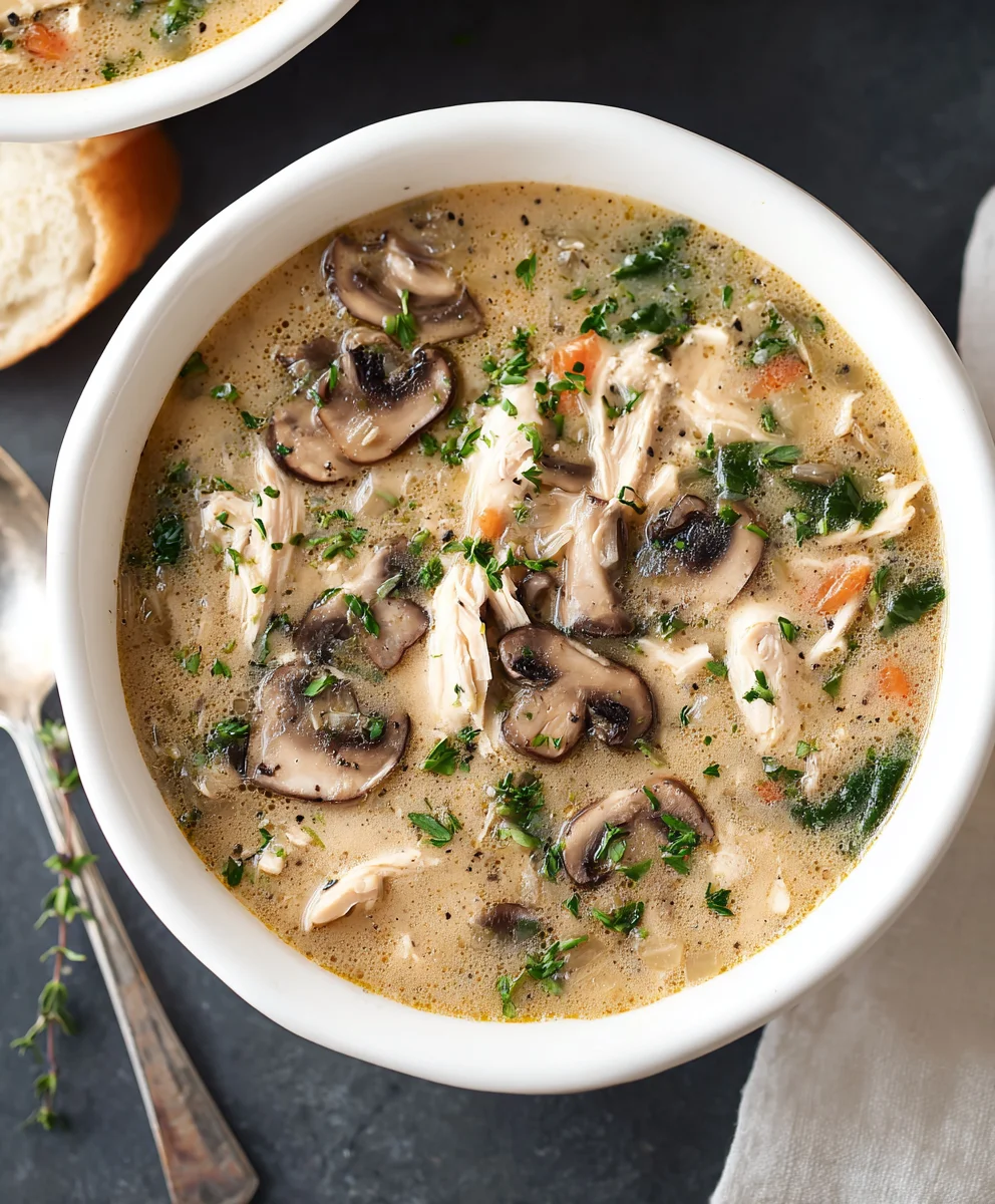 Comforting Rotisserie Chicken Mushroom Soup