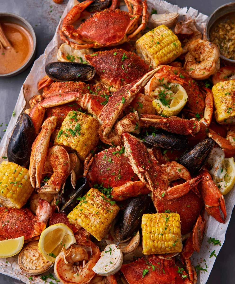 Spicy Cajun Seafood Boil-Homemade Garlic Butter