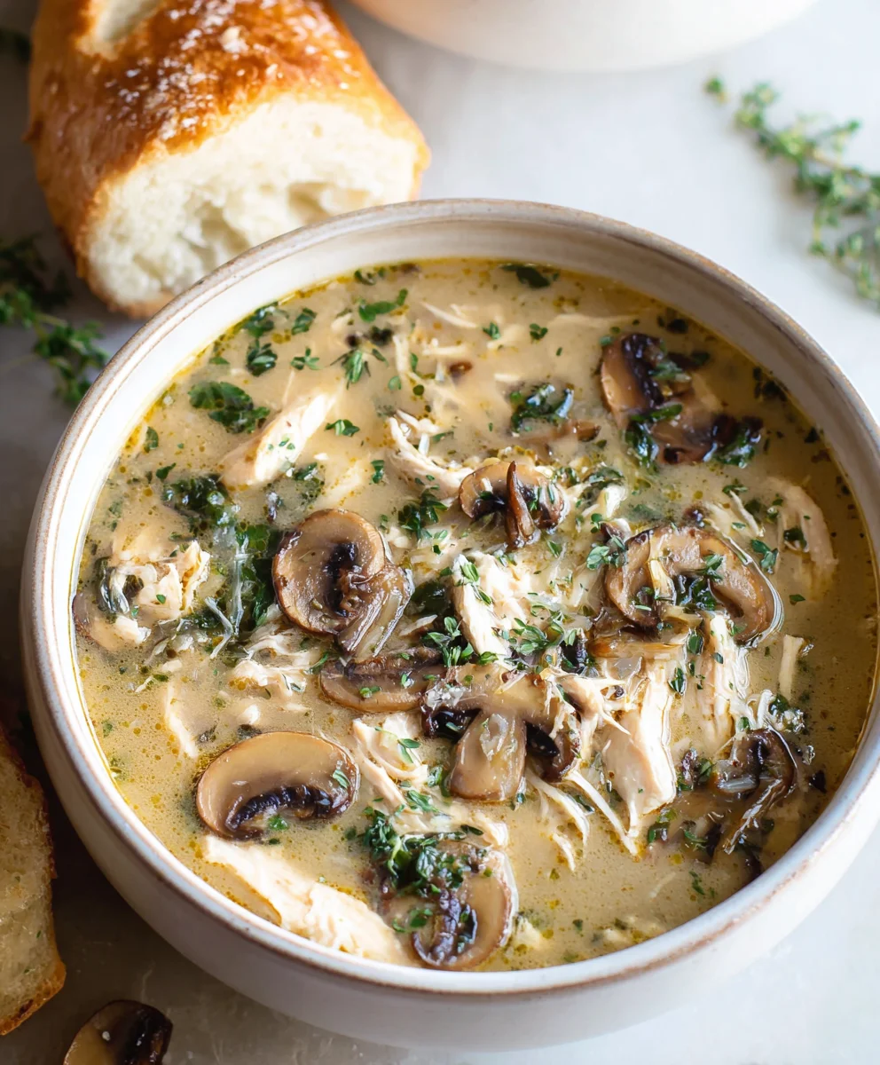 Comforting Rotisserie Chicken Mushroom Soup