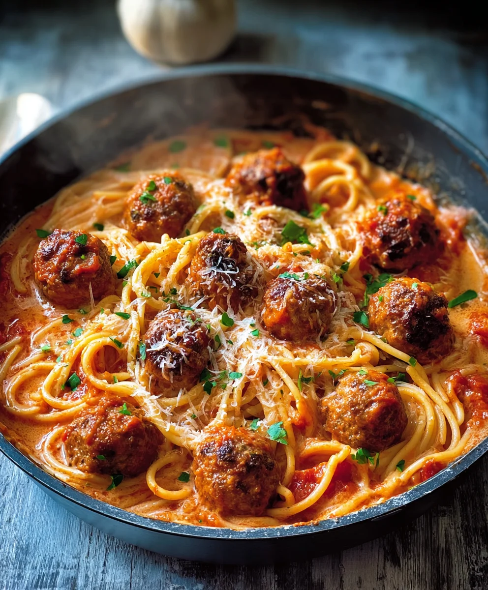 Creamy Spaghetti Meatballs-Easy Beef Dinner