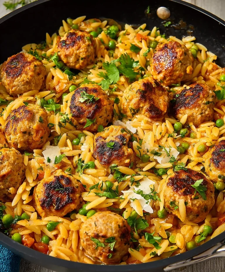 One-Pan Chicken Meatballs Orzo Delicious & Easy