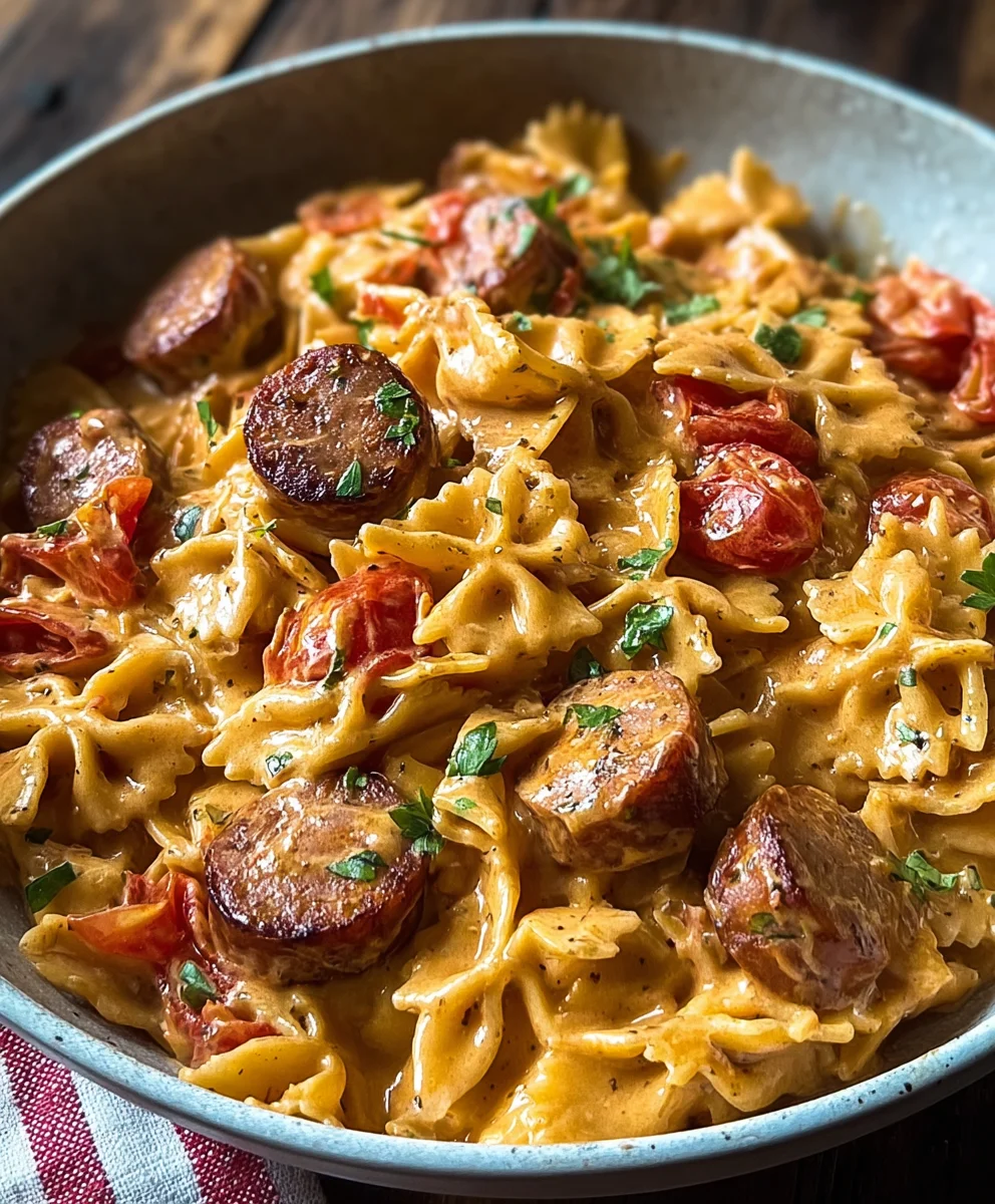 One Pot Creamy Cajun Beef Sausage Pasta Recipe