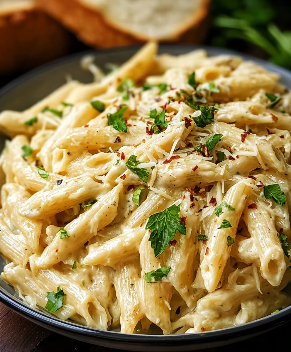 Easy Creamy Garlic Penne Pasta - Quick & Delicious Recipe