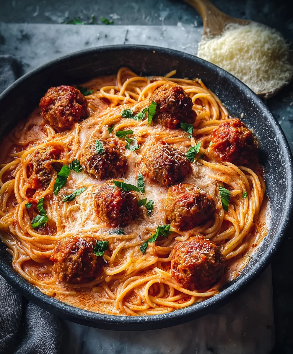 Creamy Spaghetti Meatballs-Easy Beef Dinner