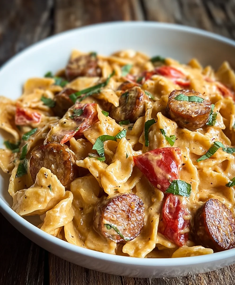 One Pot Creamy Cajun Beef Sausage Pasta Recipe