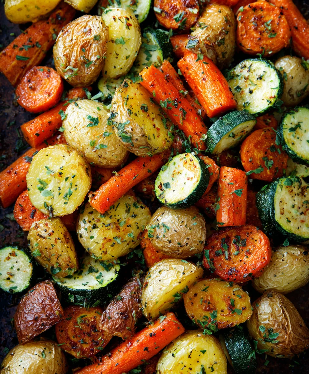 Garlic Herb Roasted Potatoes Carrots Zucchini