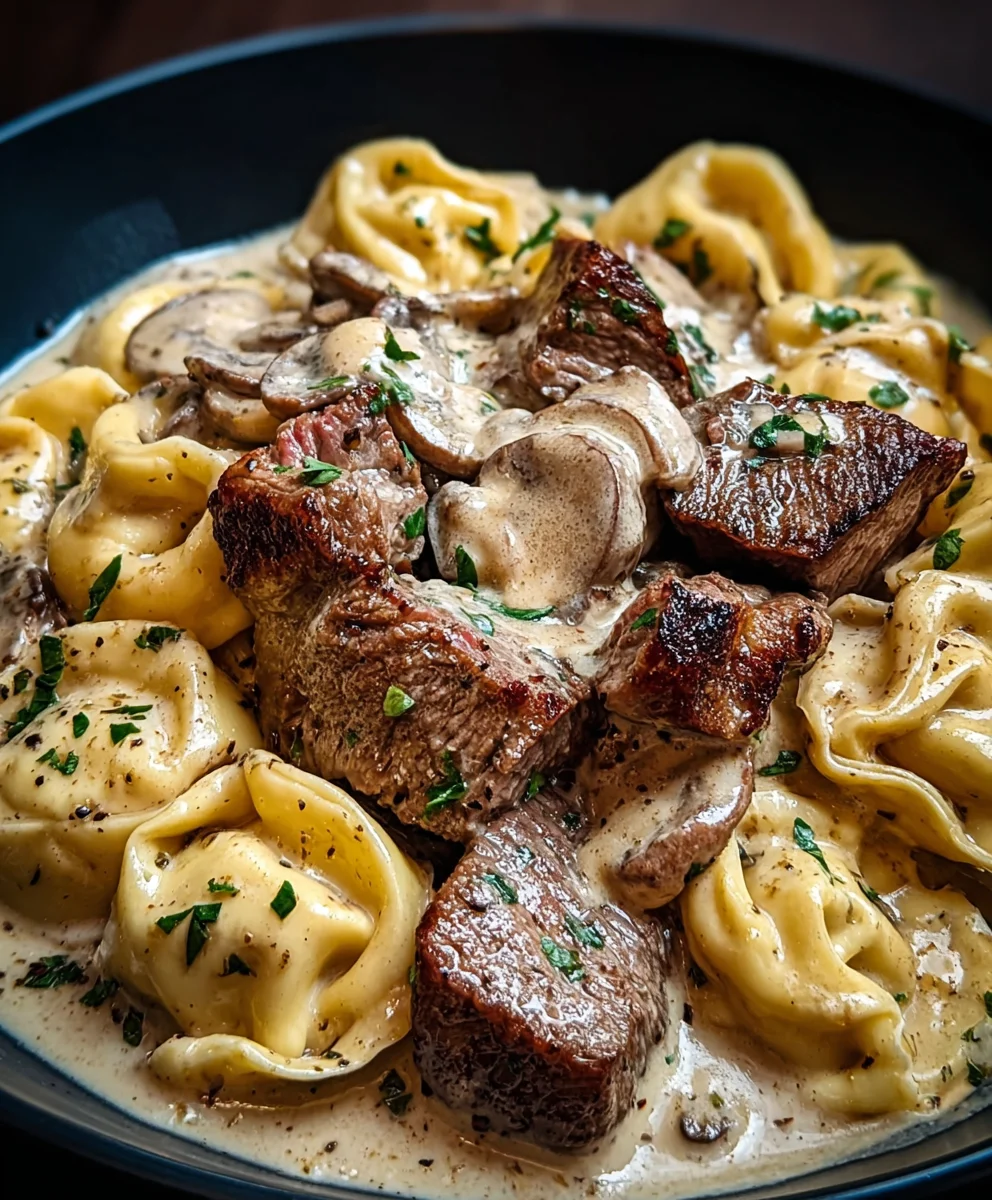 Garlic Steak Tortellini Creamy Bliss-Easy Dinner