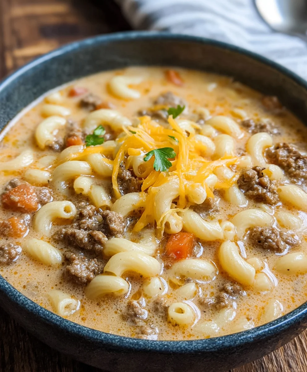Cheeseburger Macaroni Soup - Creamy Comfort Food