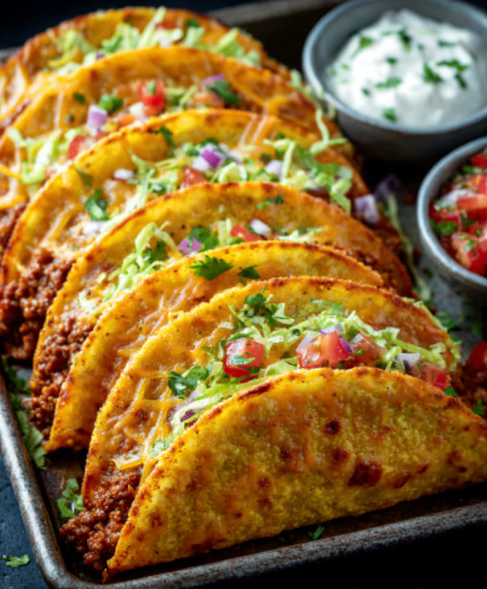 Crispy Oven-Baked Beef Tacos - Cheesy & Loaded