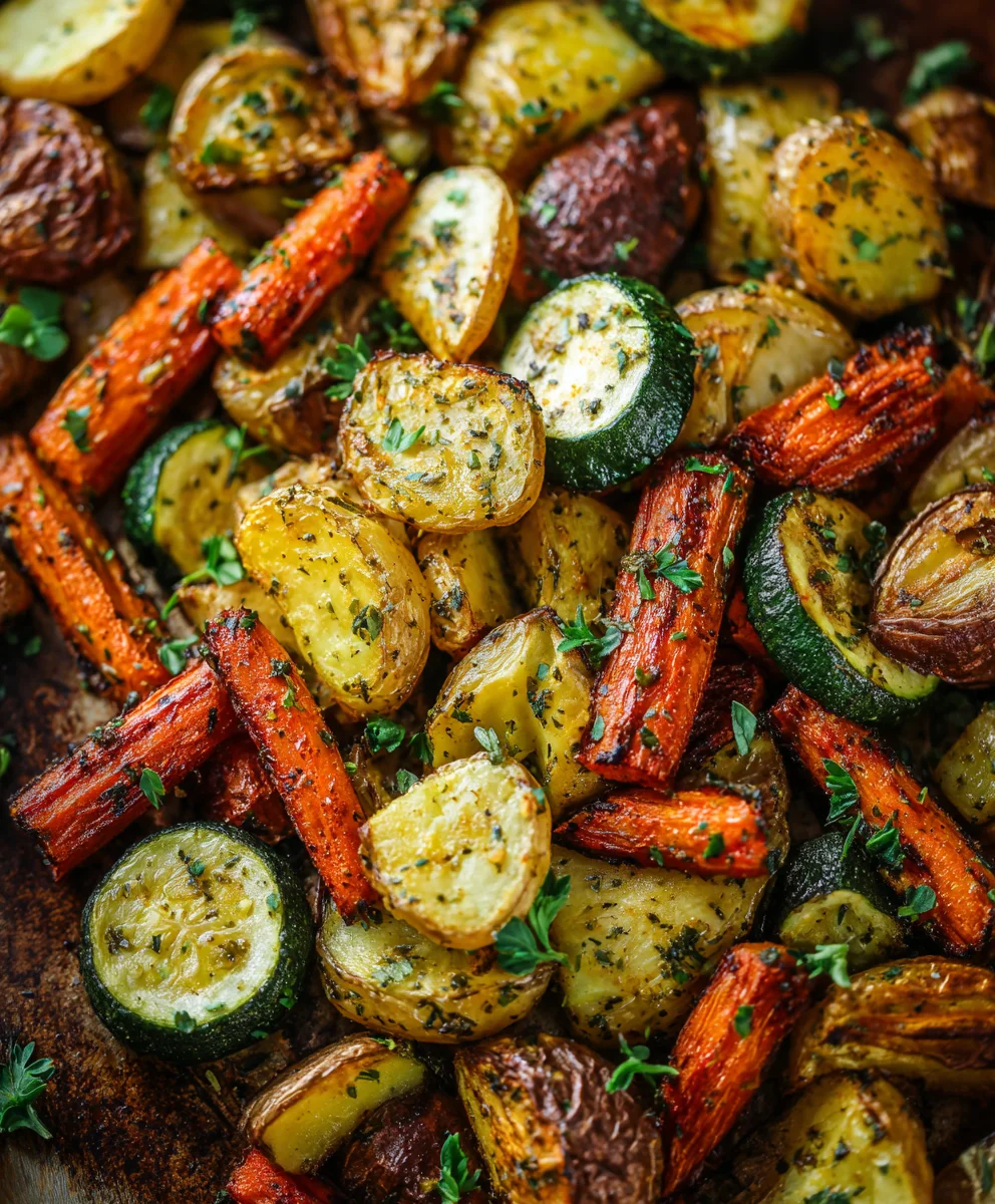 Garlic Herb Roasted Potatoes Carrots Zucchini