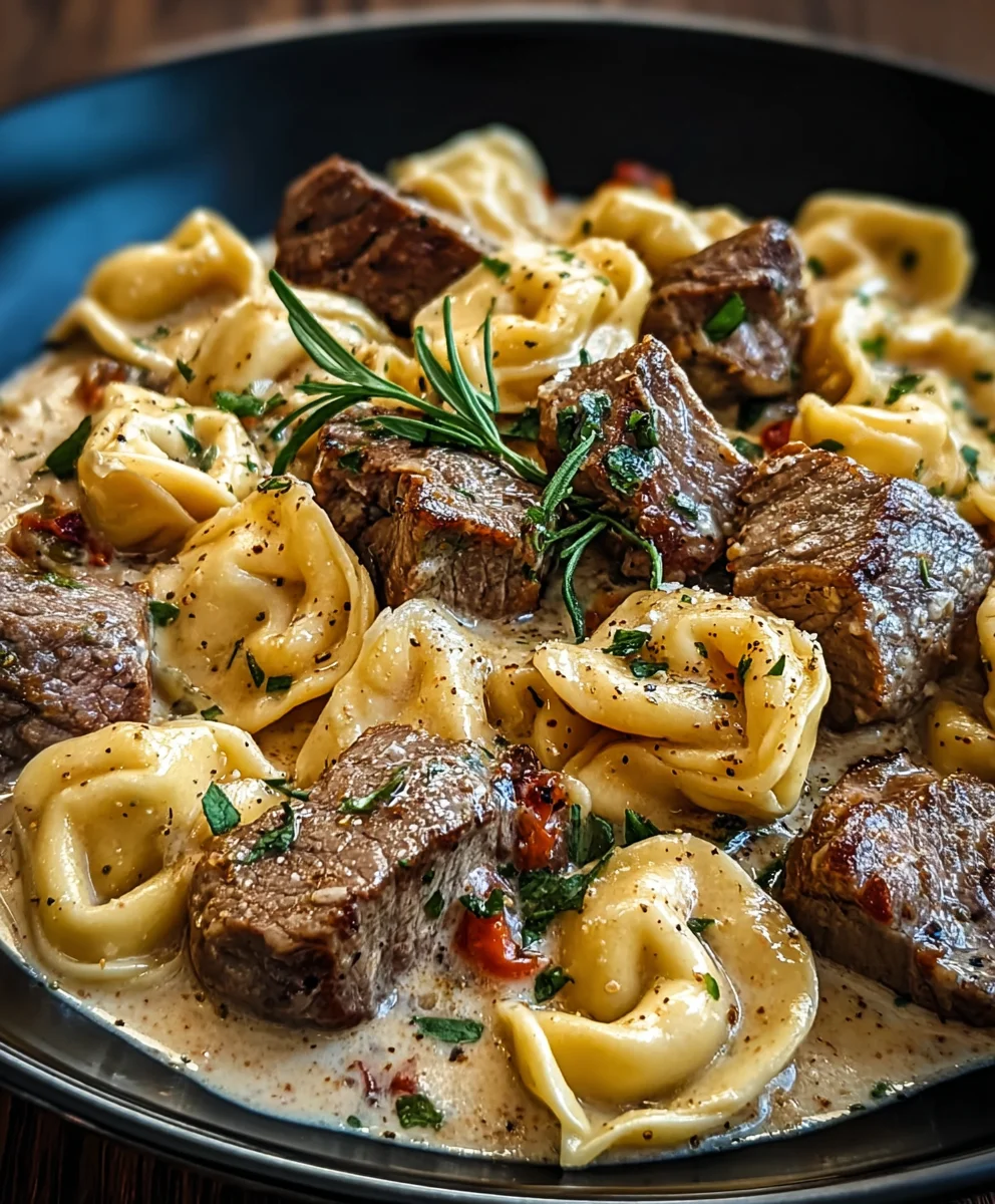 Garlic Steak Tortellini Creamy Bliss-Easy Dinner