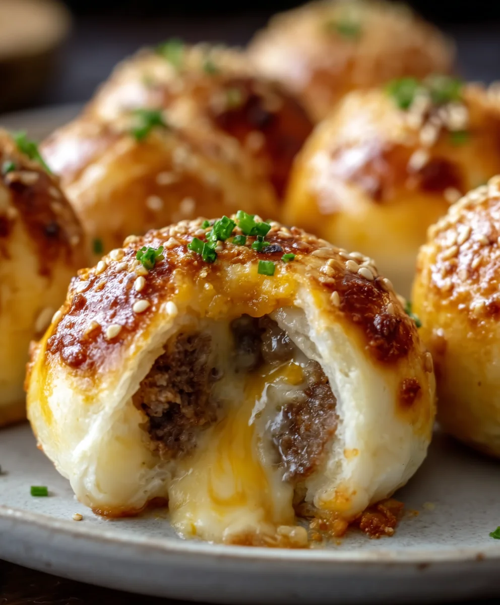 Garlic Parmesan Cheeseburger Bombs-Easy Bites