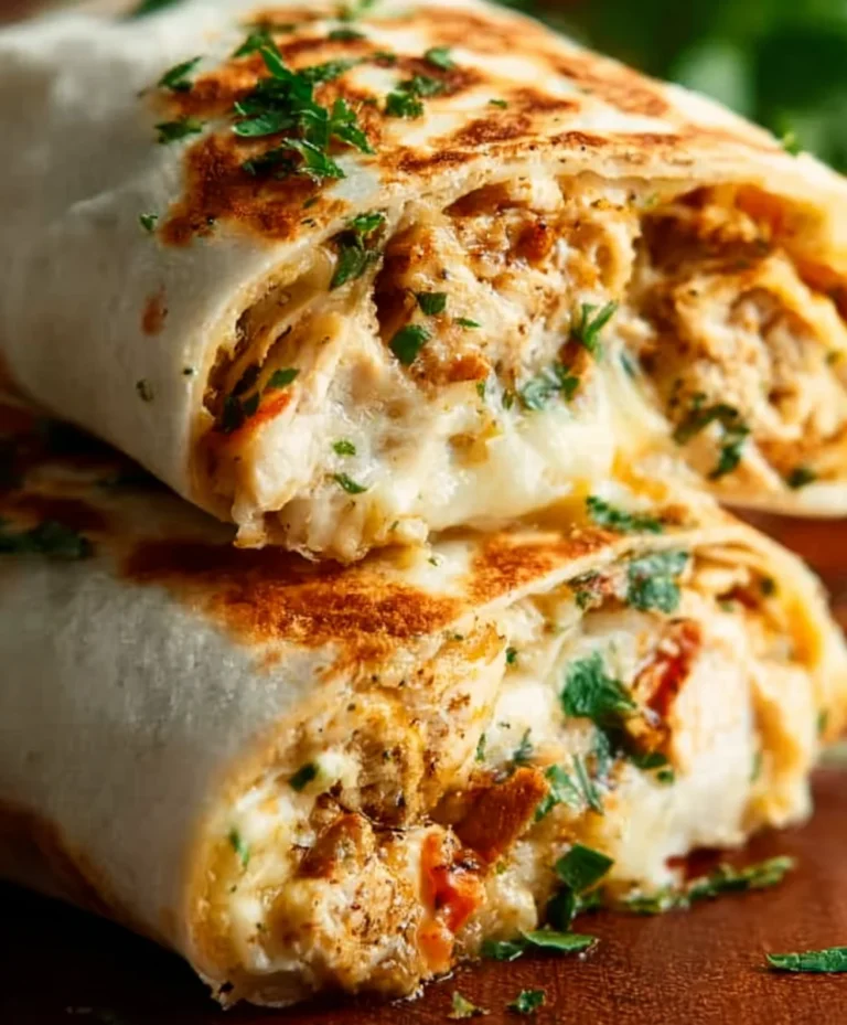Cheesy Garlic Chicken Wraps-Quick Easy Meal