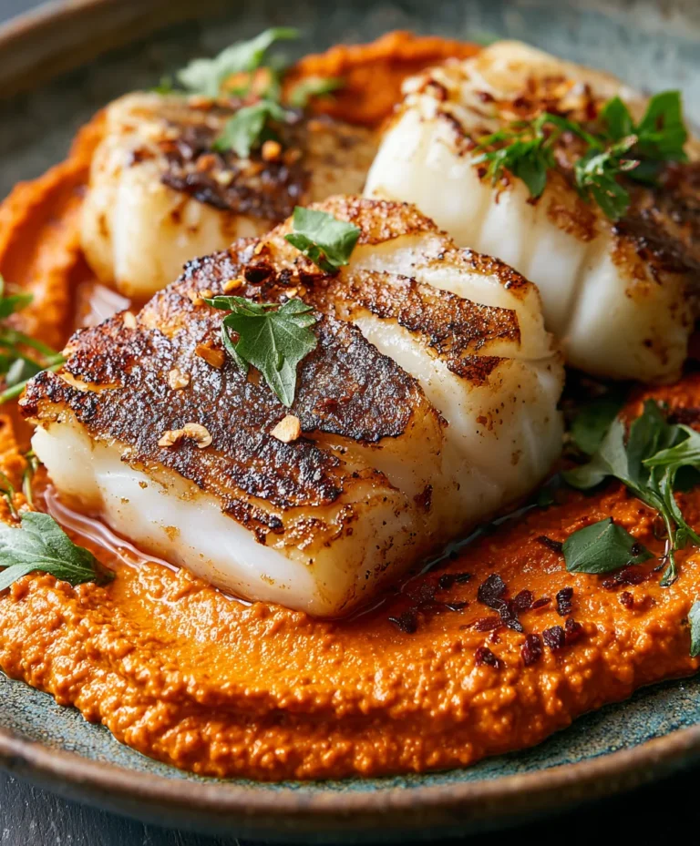 Spanish Grilled Cod with Almond Romesco