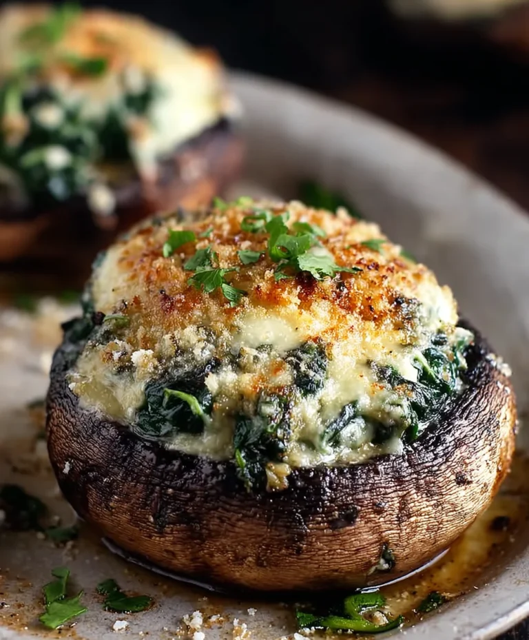 Spinach Cheese Stuffed Portobello Mushrooms Easy Recipe