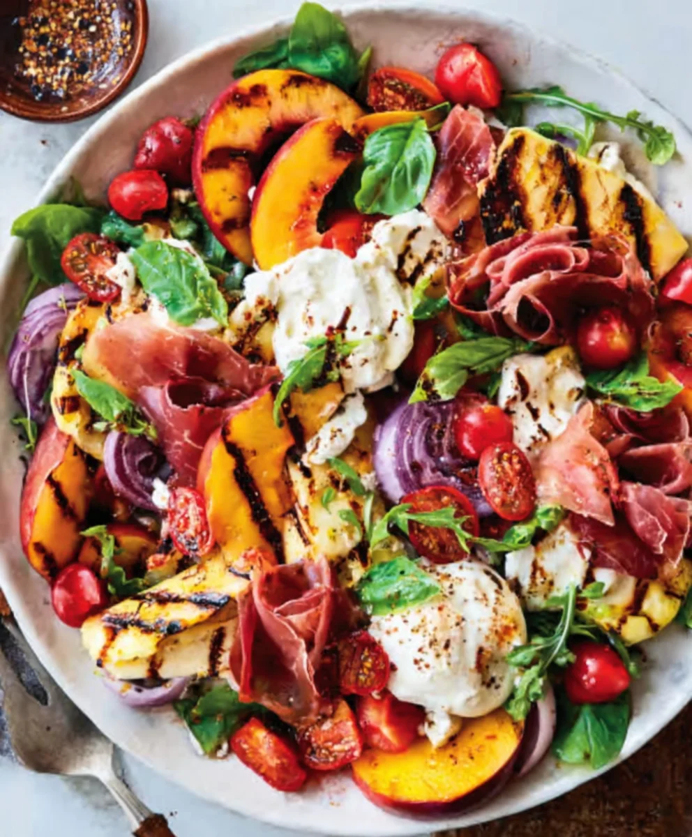Grilled Nectarine Burrata Beef Beef Prosciutto Salad