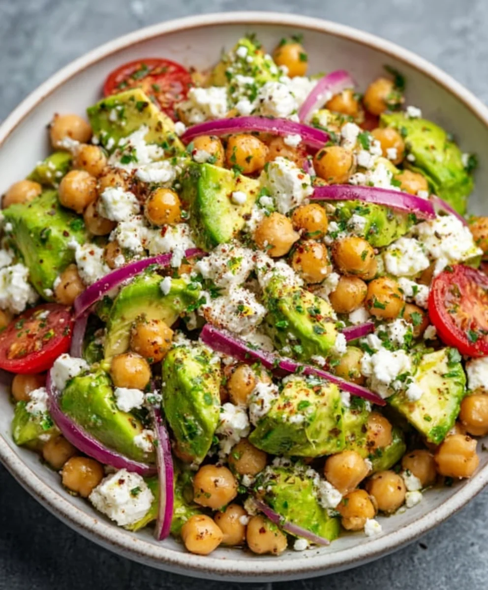 Chickpea Feta Avocado Salad - Quick & Healthy Recipe