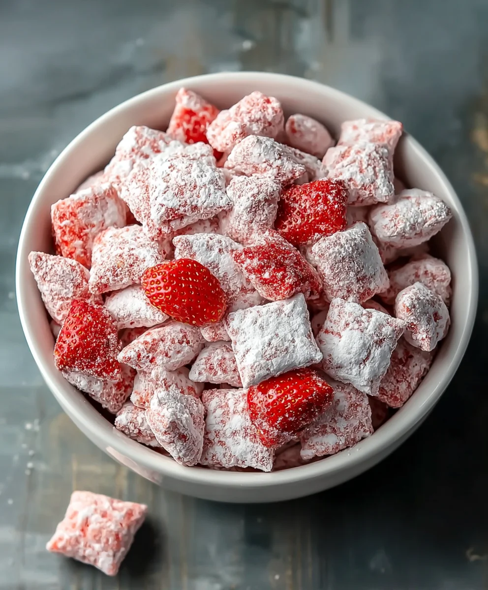 Easy Strawberry Shortcake Puppy Chow Recipe