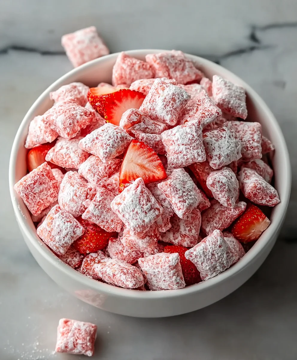 Easy Strawberry Shortcake Puppy Chow Recipe