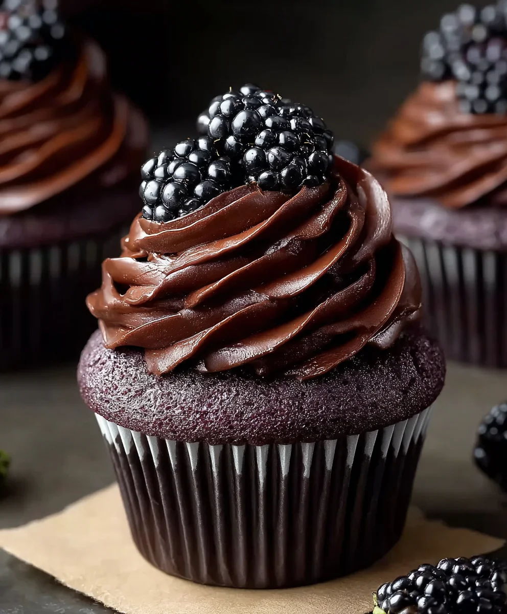 Dark Chocolate Blackberry Cupcakes - Rich & Fruity Delight