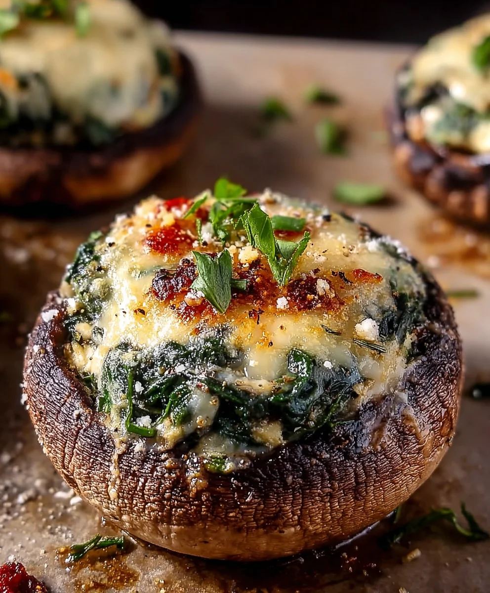 Spinach Cheese Stuffed Portobello Mushrooms Easy Recipe