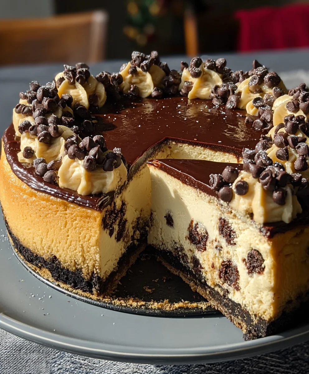 Chocolate Chip Cookie Cheesecake-Decadent Dessert
