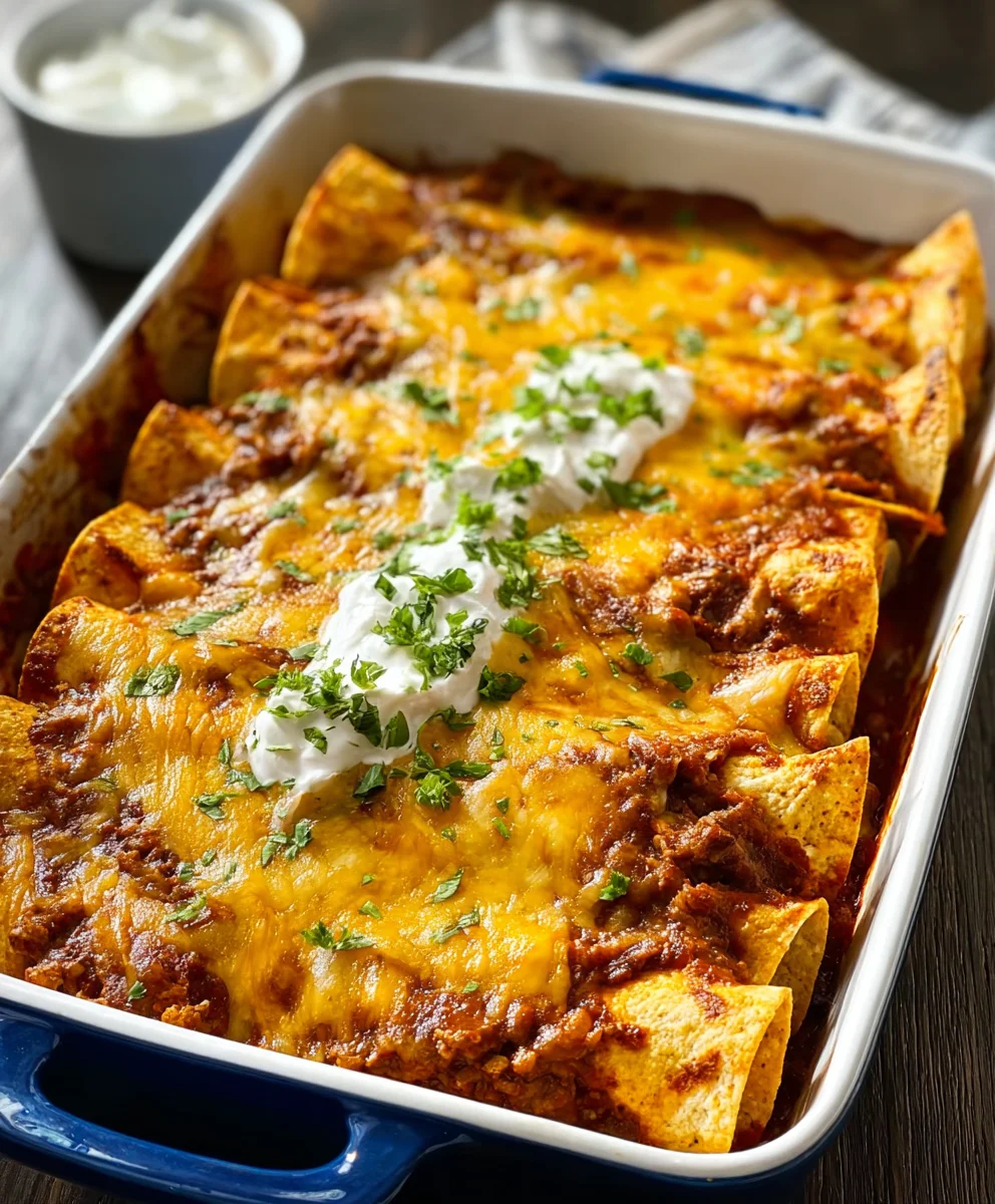 Easy Beef Tortilla Chip Enchiladas Recipe