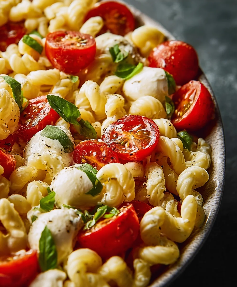 Creamy Caprese Pasta Salad Recipe - Easy & Delicious