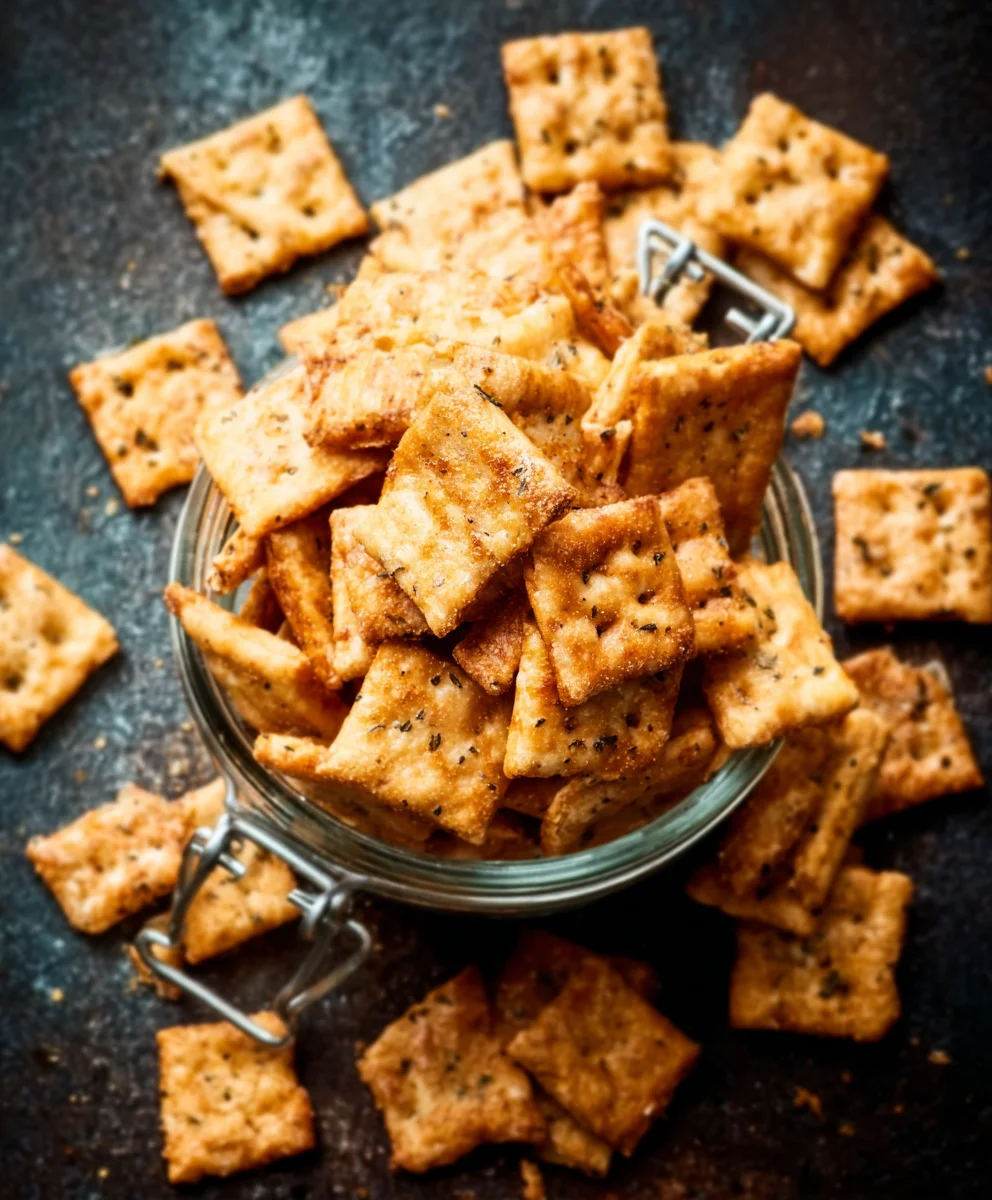 Cheesy Sourdough Crackers - Baked Crispy & Delicious