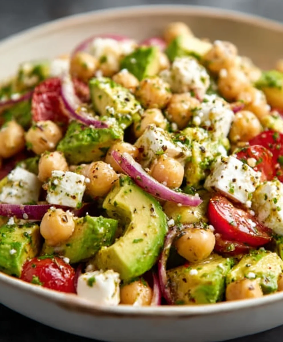 Chickpea Feta Avocado Salad - Quick & Healthy Recipe