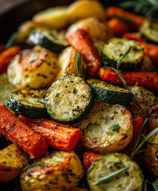 Garlic Herb Roasted Potatoes Carrots and Zucchini