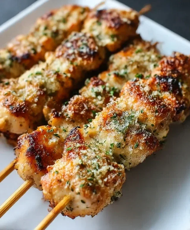 Ranch Garlic Parmesan Chicken Skewers