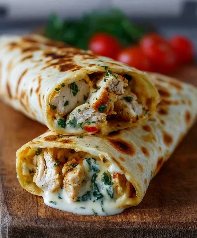 Cheesy Garlic Chicken Wraps