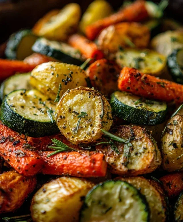 Garlic Herb Roasted Potatoes Carrots and Zucchini