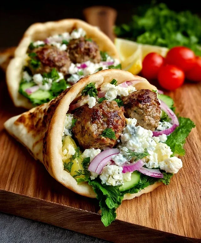 Greek Meatball Pitas