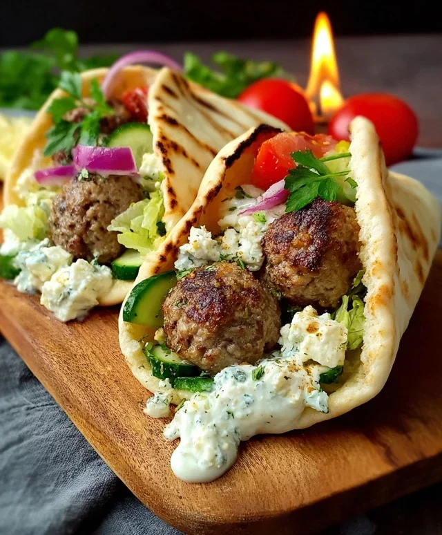 Greek Meatball Pitas